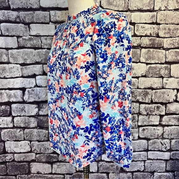 Talbots NWT Multicolored Long Sleeve Blouse W/ Ruffled Collar Size SP - Picture 3 of 8